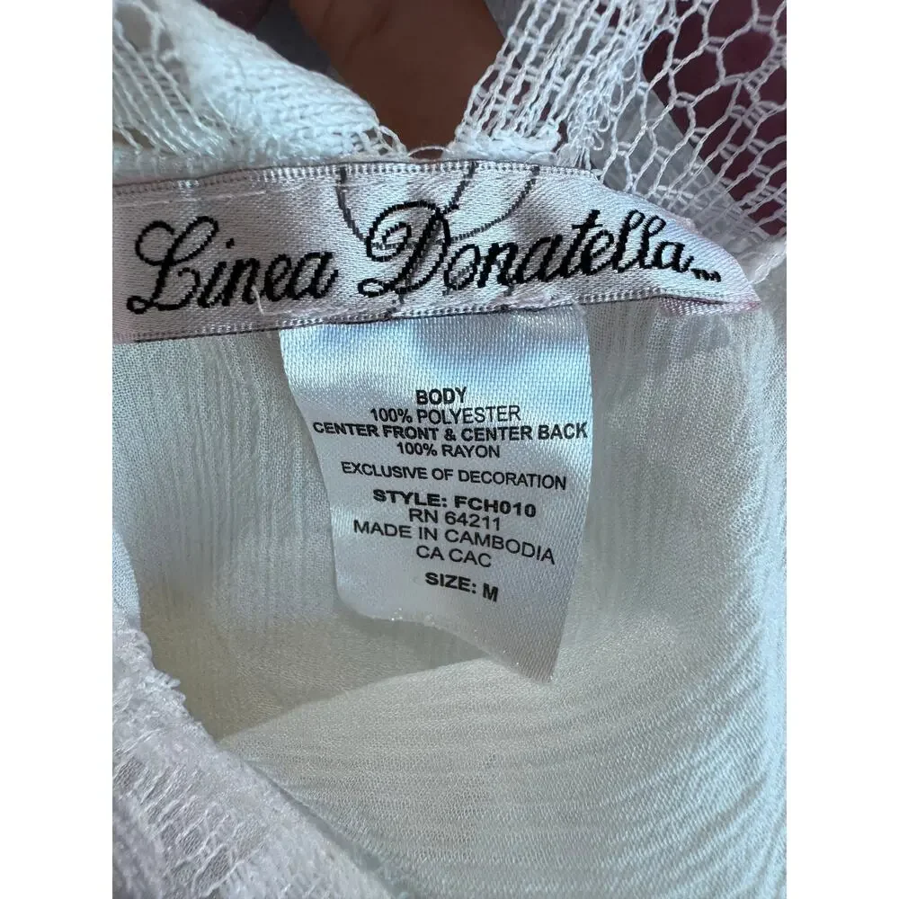 Linea Donatella Flower Child Sheer Lace Chemise Lingerie Nightgown M bohemian